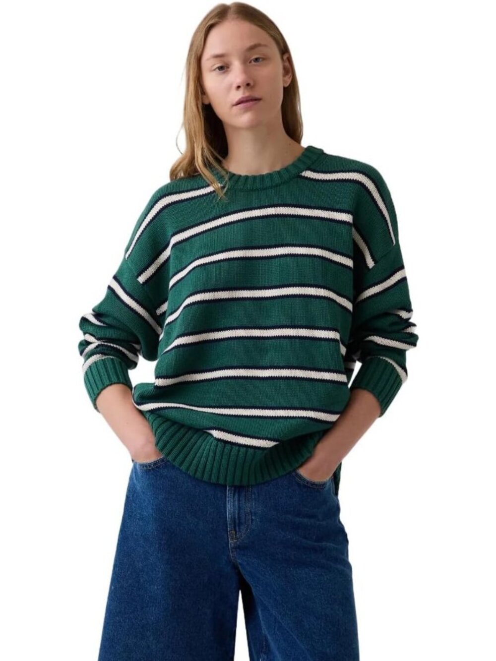 Cozy Oversized Boyfriend Crewneck Sweater for Women - Casual Chic Style